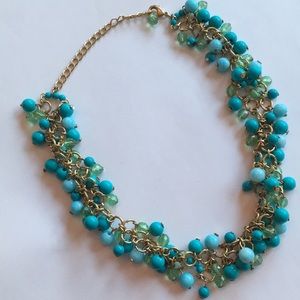 Turquoise, blue and sea foam green bauble necklace